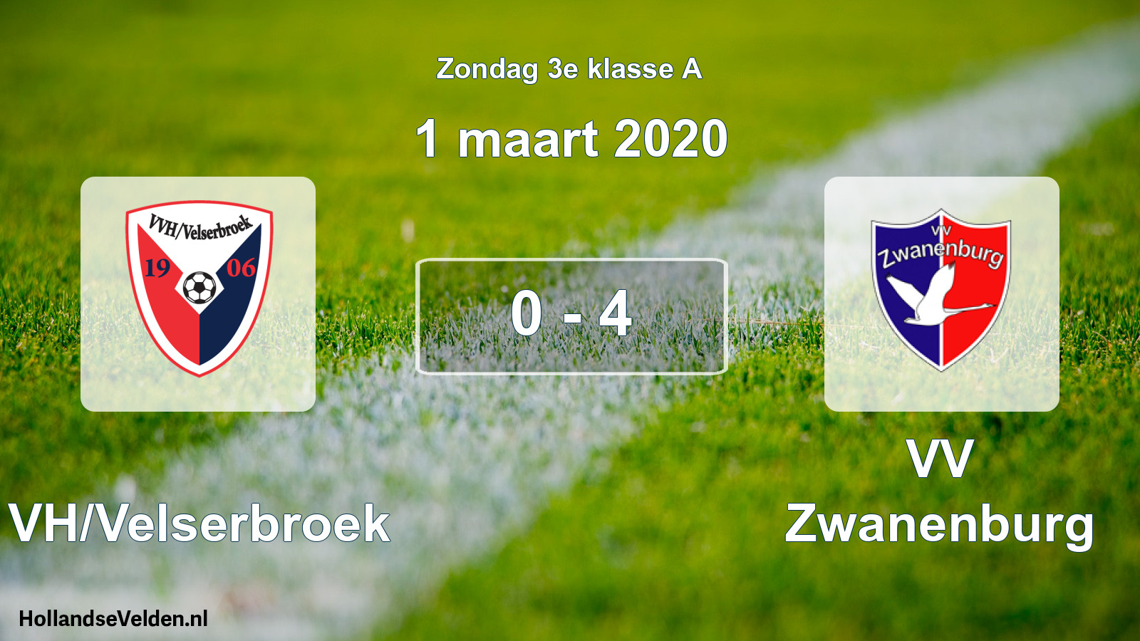 Total number of matches played: VVH/Velserbroek - VV Zwanenburg 0 - 4 (1 March 2020)