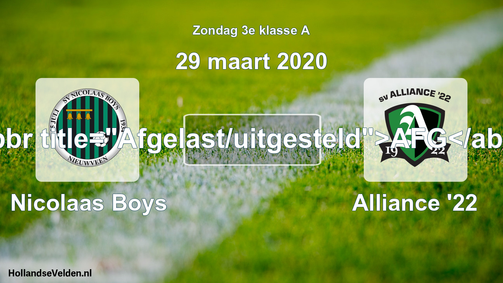 Scheduled Match: Nicolaas Boys - Alliance '22 (29 March 2020)