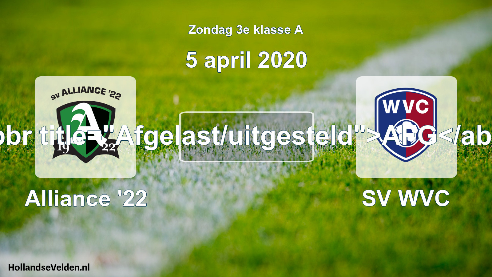 Scheduled Match: Alliance '22 - SV WVC (5 April 2020)
