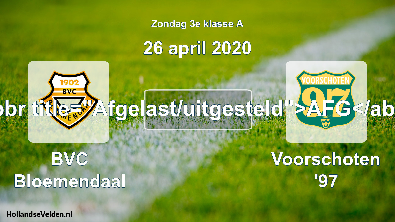 Scheduled Match: BVC Bloemendaal - Voorschoten '97 (26 April 2020)