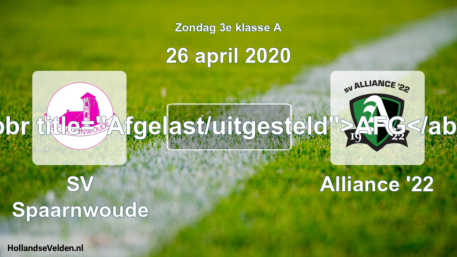 Scheduled Match: SV Spaarnwoude - Alliance '22 (26 April 2020)