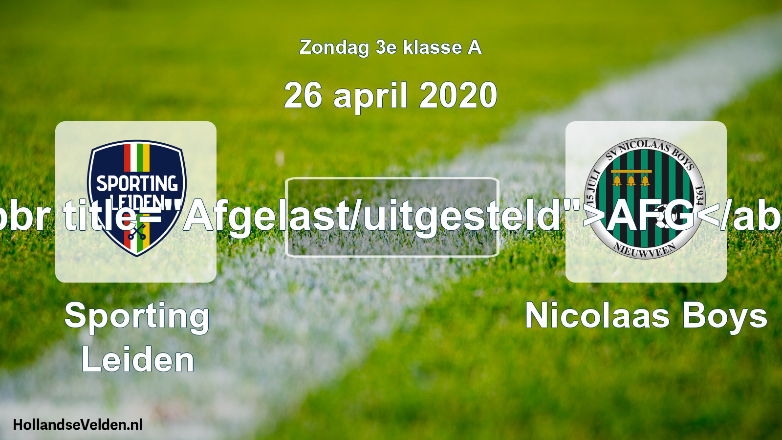 Scheduled Match: Sporting Leiden - Nicolaas Boys (26 April 2020)