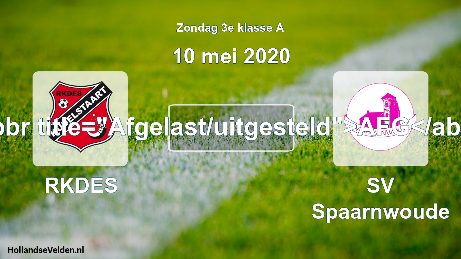 Scheduled Match: RKDES - SV Spaarnwoude (10 May 2020)