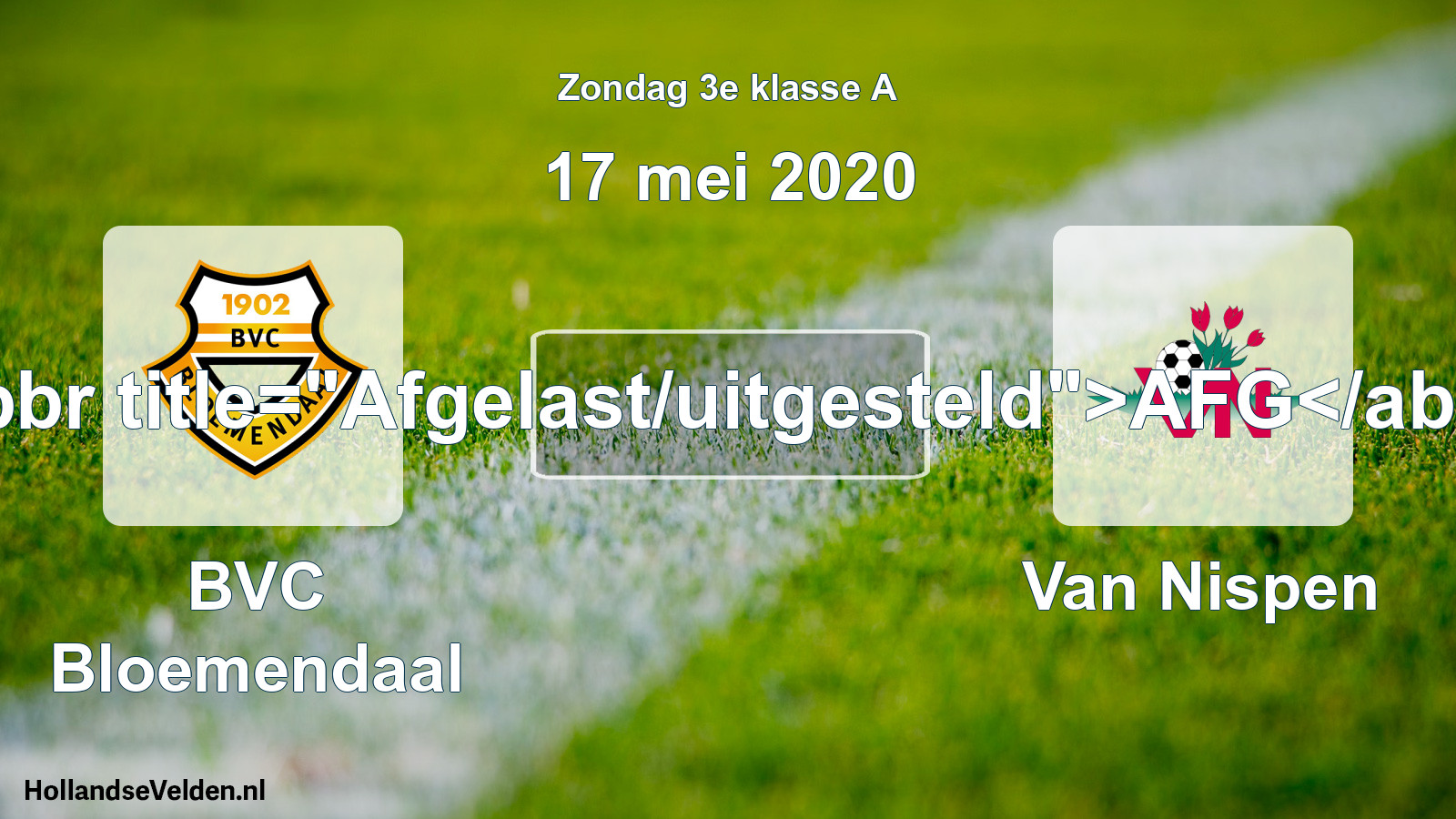 Scheduled Match: BVC Bloemendaal - Van Nispen (17 May 2020)