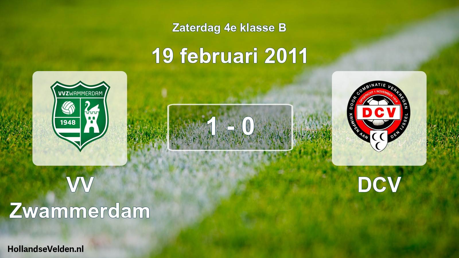 Total number of matches played: VV Zwammerdam - DCV 1 - 0 (19 February 2011)