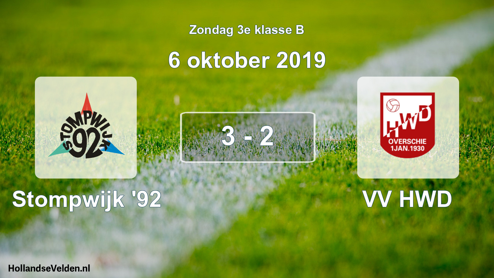 Total number of matches played: Stompwijk '92 - VV HWD 3 - 2 (6 October 2019)