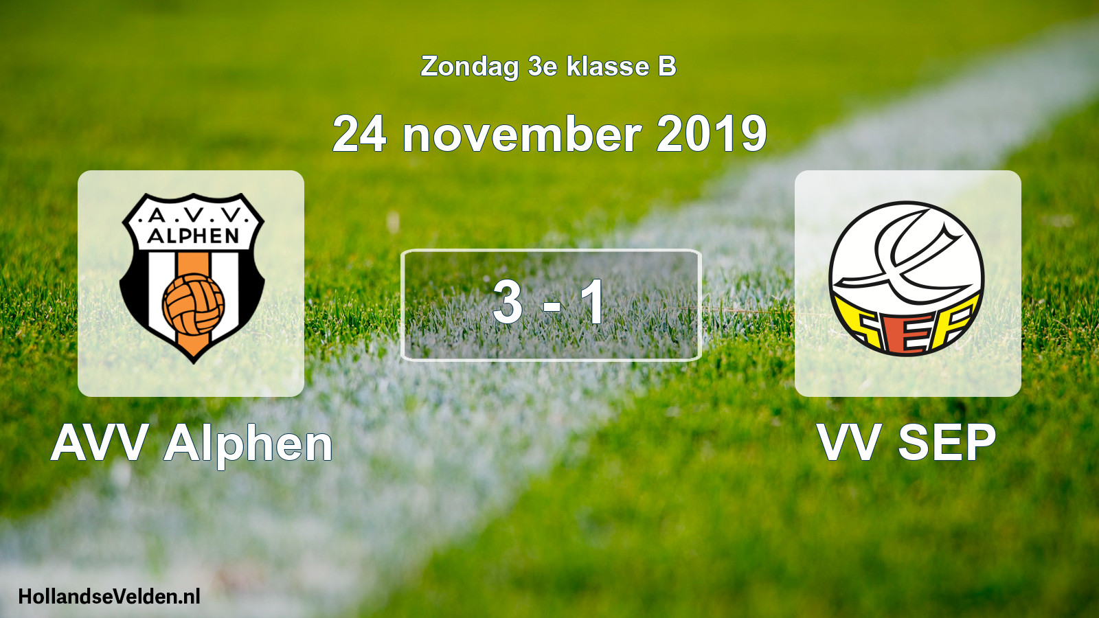 Total number of matches played: AVV Alphen - VV SEP 3 - 1 (24 November 2019)