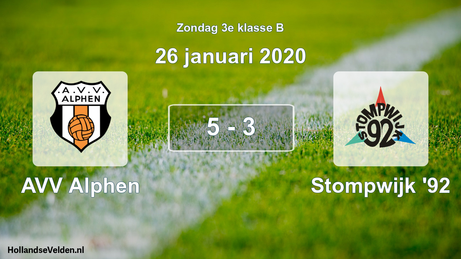 Total number of matches played: AVV Alphen - Stompwijk '92 5 - 3 (26 January 2020)