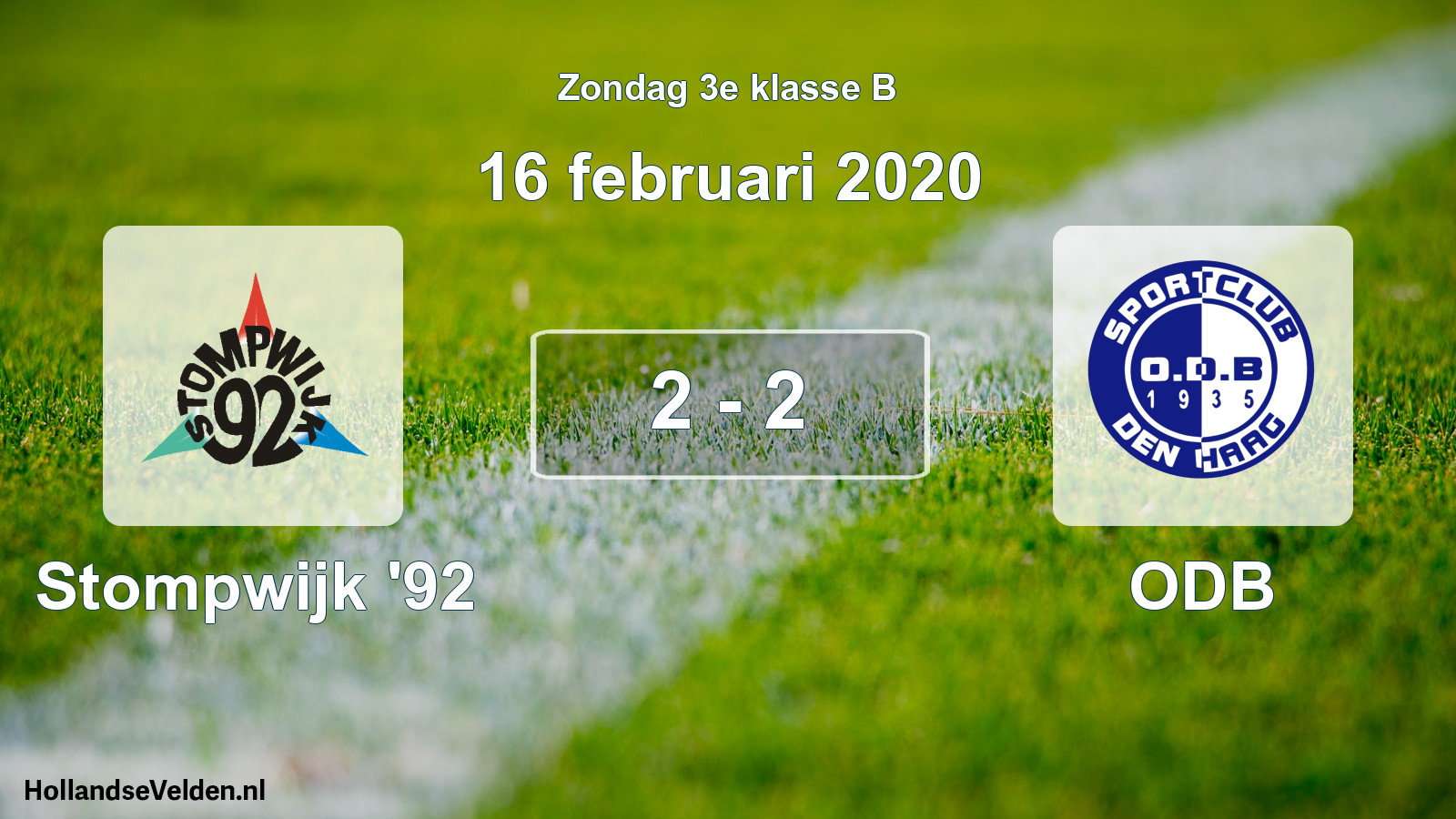 Total number of matches played: Stompwijk '92 - ODB 2 - 2 (16 February 2020)