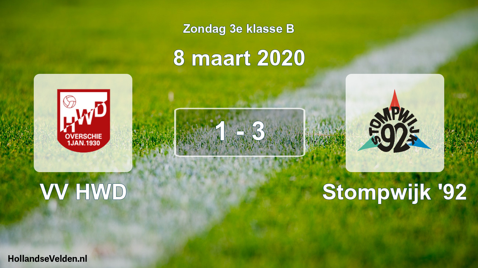 Total number of matches played: VV HWD - Stompwijk '92 1 - 3 (8 March 2020)
