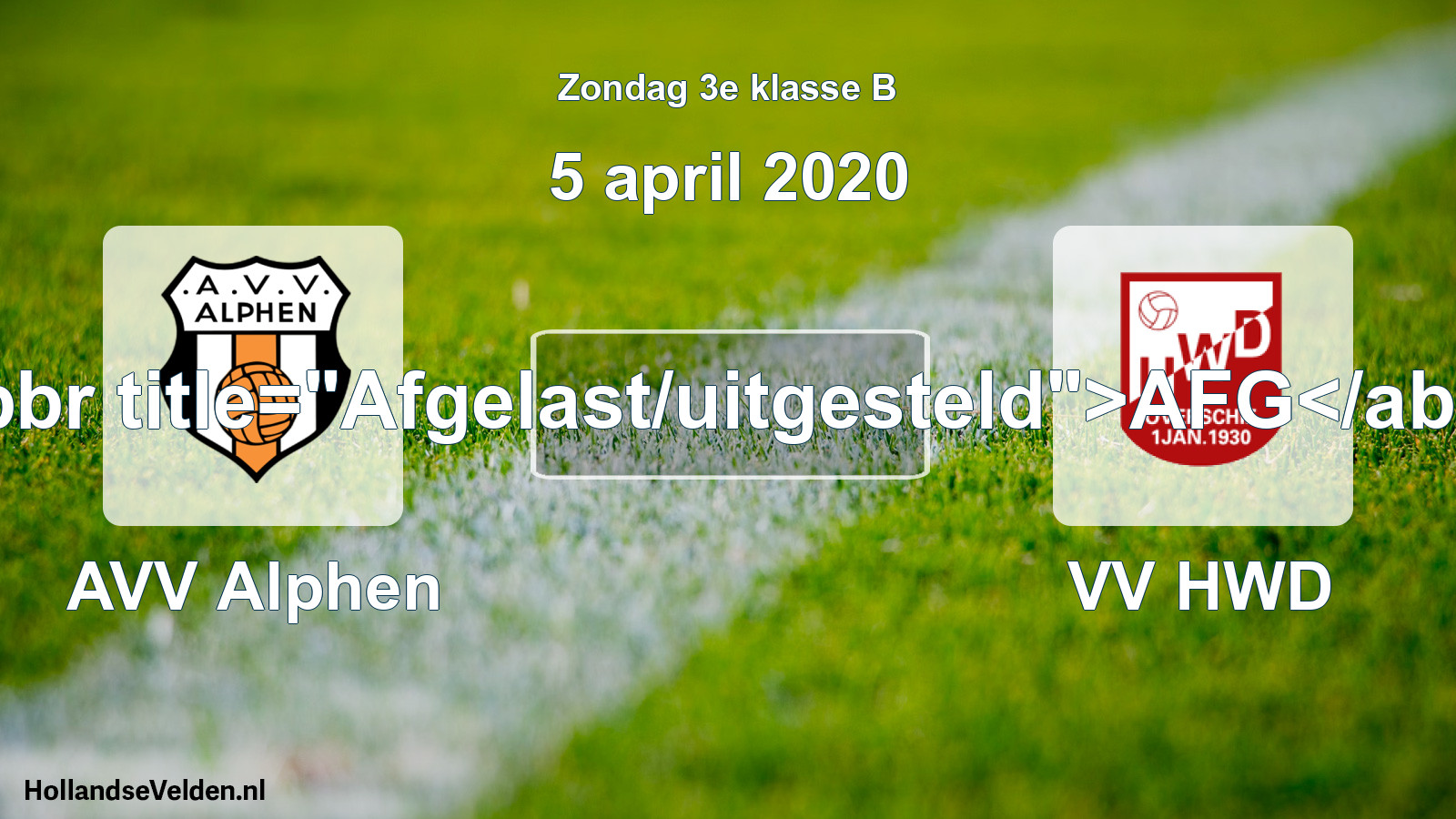 Scheduled Match: AVV Alphen - VV HWD (5 April 2020)