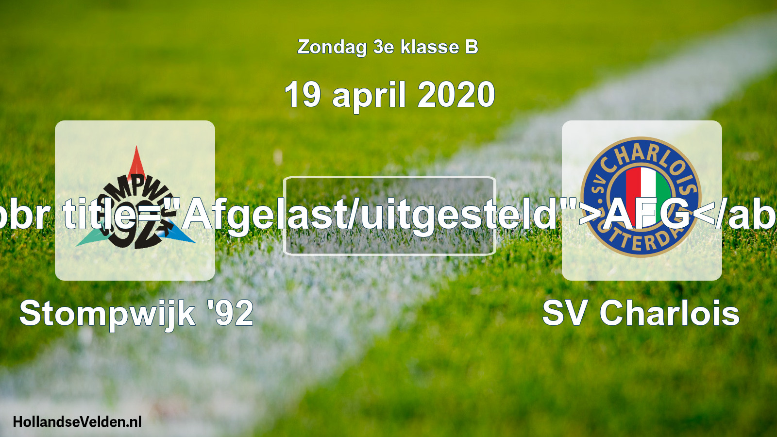 Scheduled Match: Stompwijk '92 - SV Charlois (19 April 2020)
