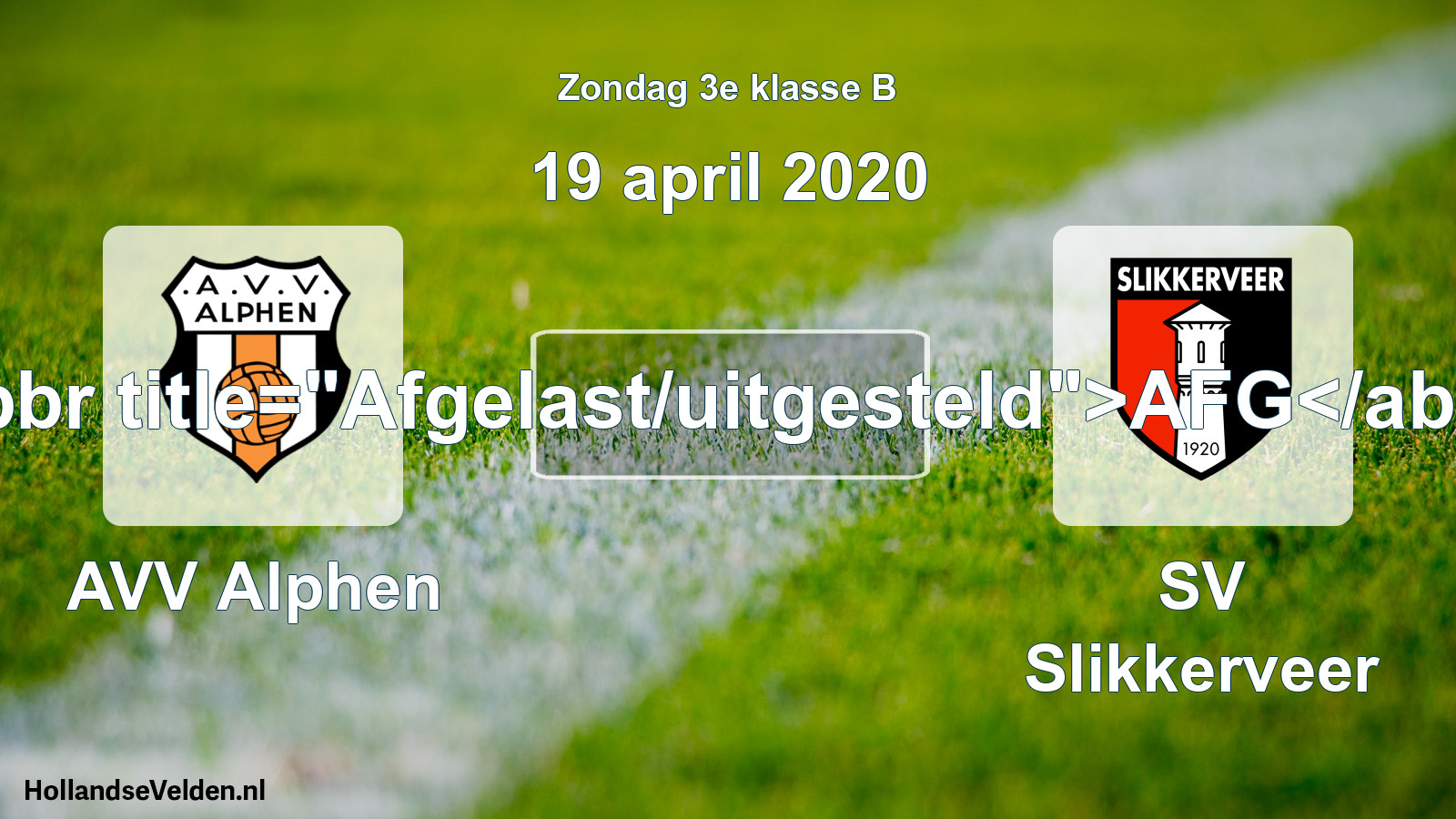 Scheduled Match: AVV Alphen - SV Slikkerveer (19 April 2020)