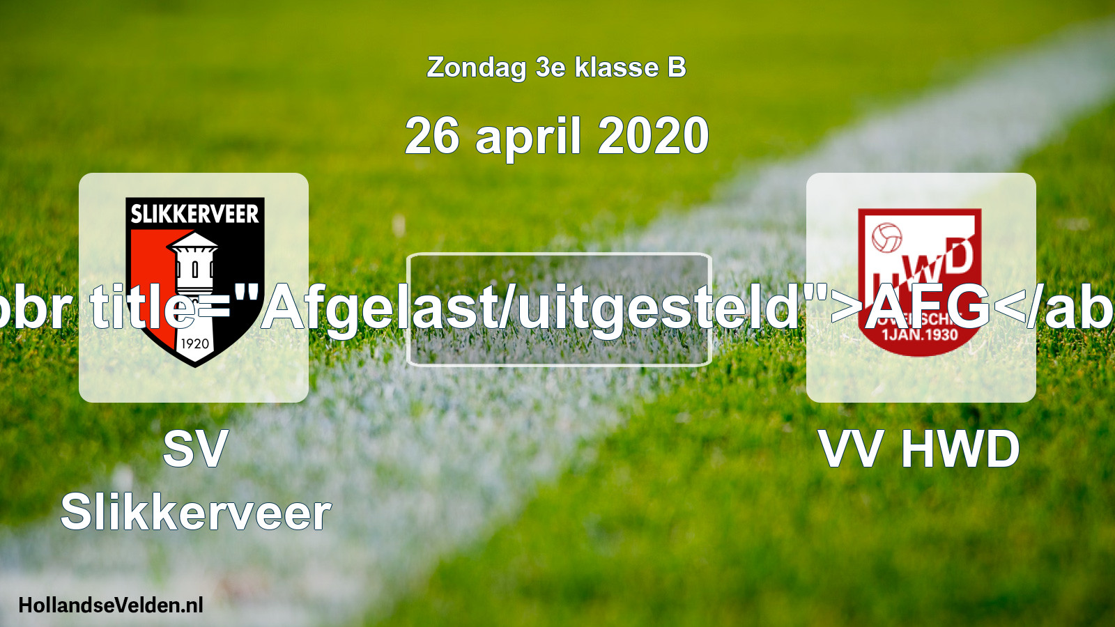 Scheduled Match: SV Slikkerveer - VV HWD (26 April 2020)