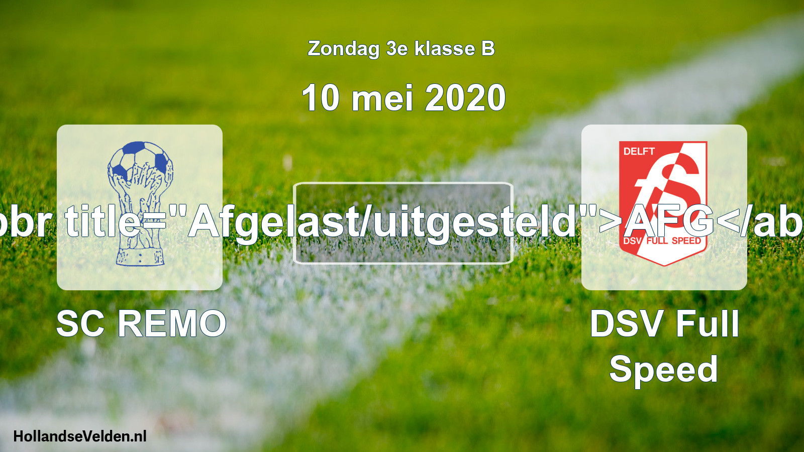 Scheduled Match: SC REMO - DSV Full Speed (10 May 2020)
