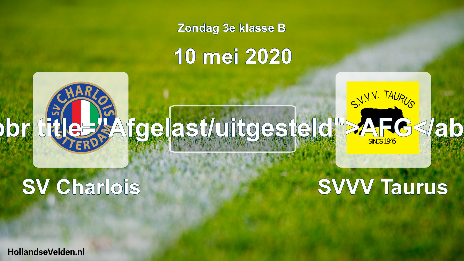 Scheduled Match: SV Charlois - SVVV Taurus (10 May 2020)