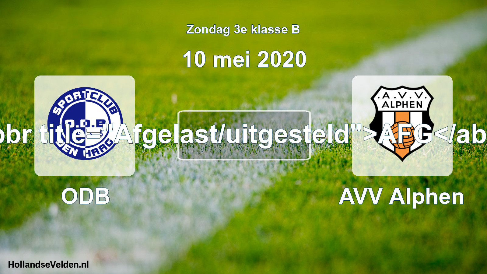 Scheduled Match: ODB - AVV Alphen (10 May 2020)