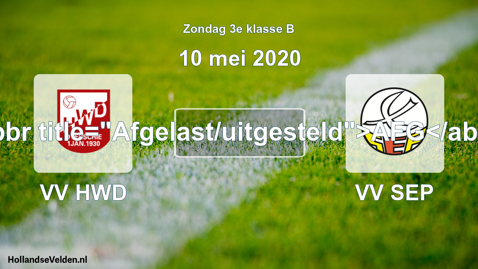 Scheduled Match: VV HWD - VV SEP (10 May 2020)