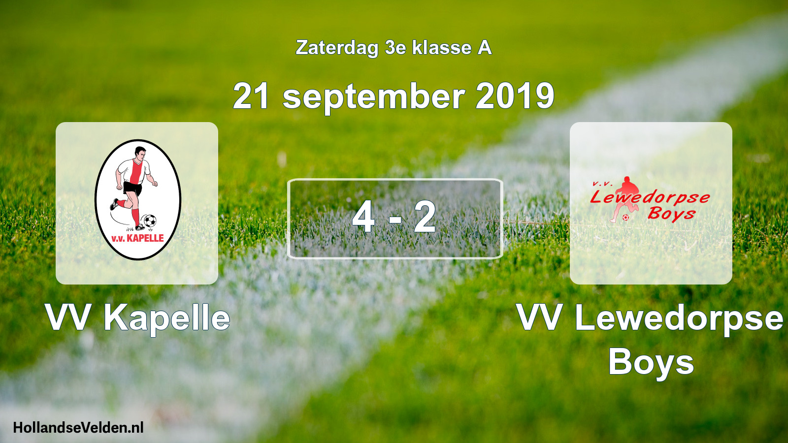 Total number of matches played: VV Kapelle - VV Lewedorpse Boys 4 - 2 (21 September 2019)