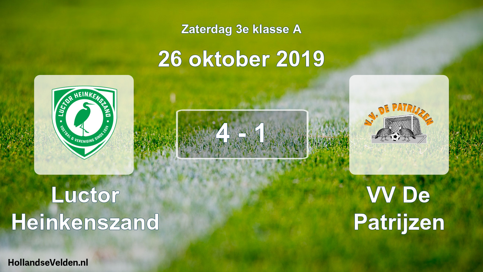 Total number of matches played: Luctor Heinkenszand - VV De Patrijzen 4 - 1 (26 October 2019)