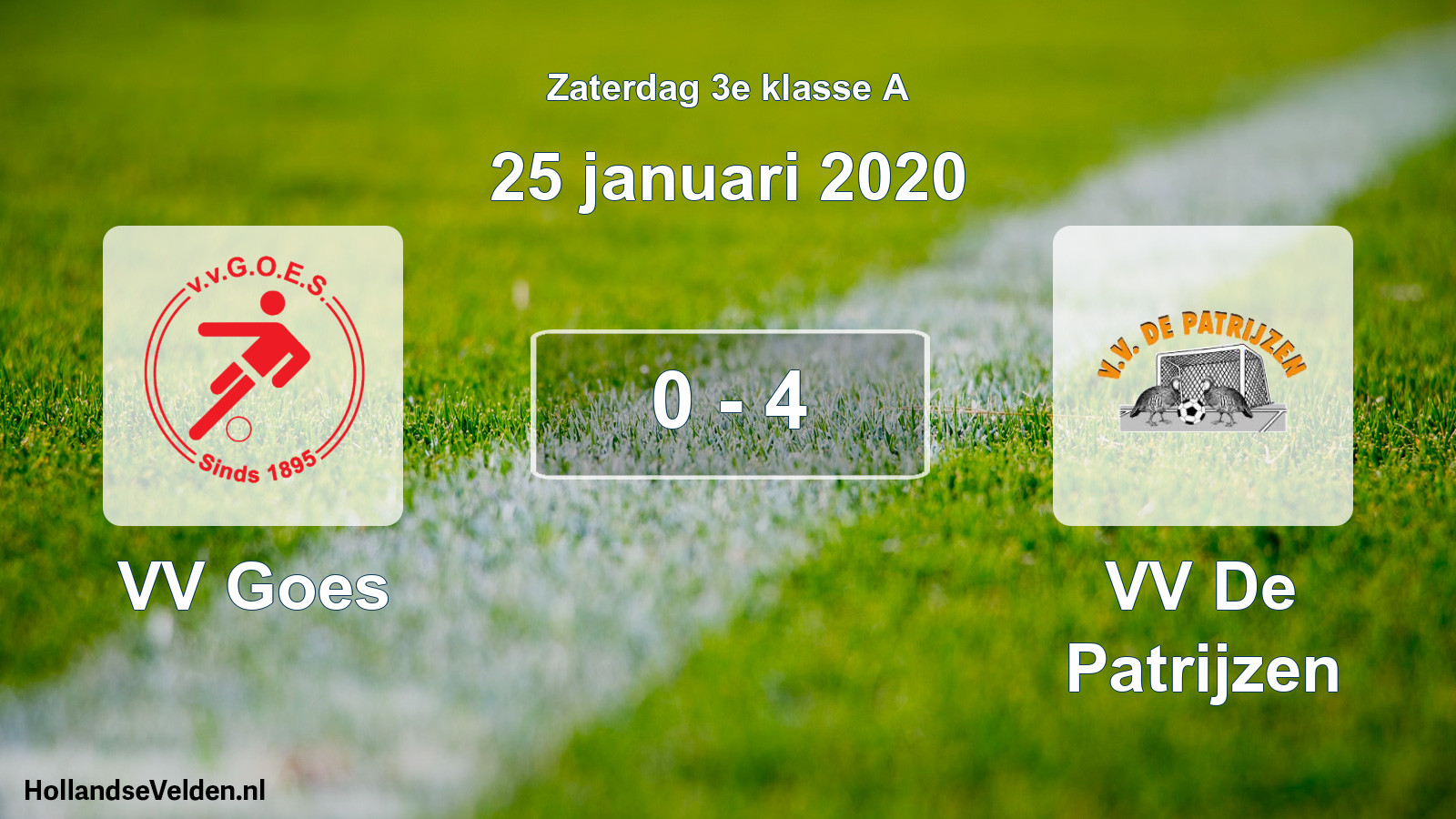 Total number of matches played: VV Goes - VV De Patrijzen 0 - 4 (25 January 2020)