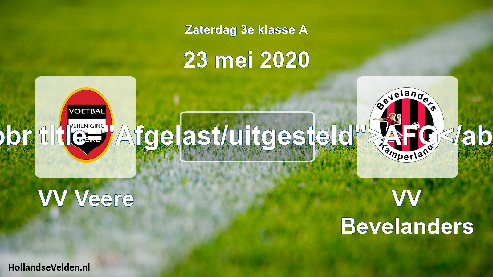 Scheduled Match: VV Veere - VV Bevelanders (23 May 2020)