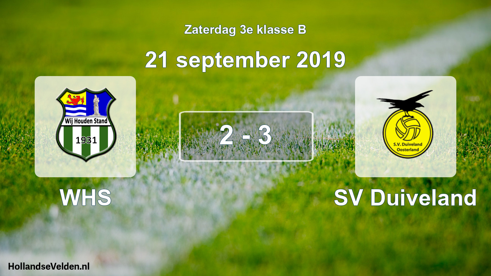 Total number of matches played: WHS - SV Duiveland 2 - 3 (21 September 2019)