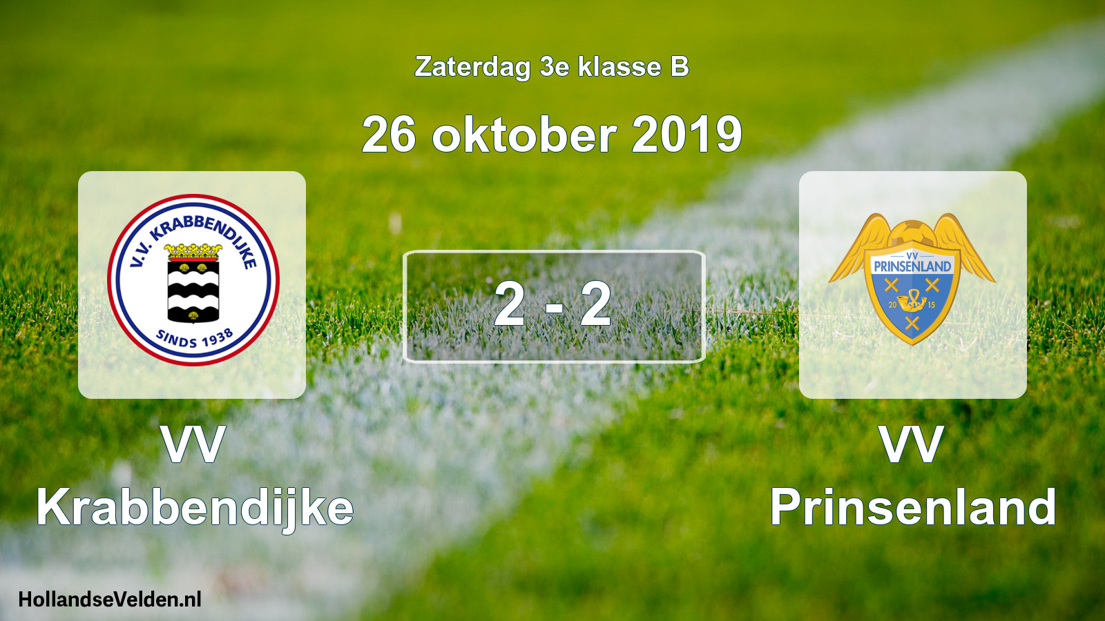 Total number of matches played: VV Krabbendijke - VV Prinsenland 2 - 2 (26 October 2019)