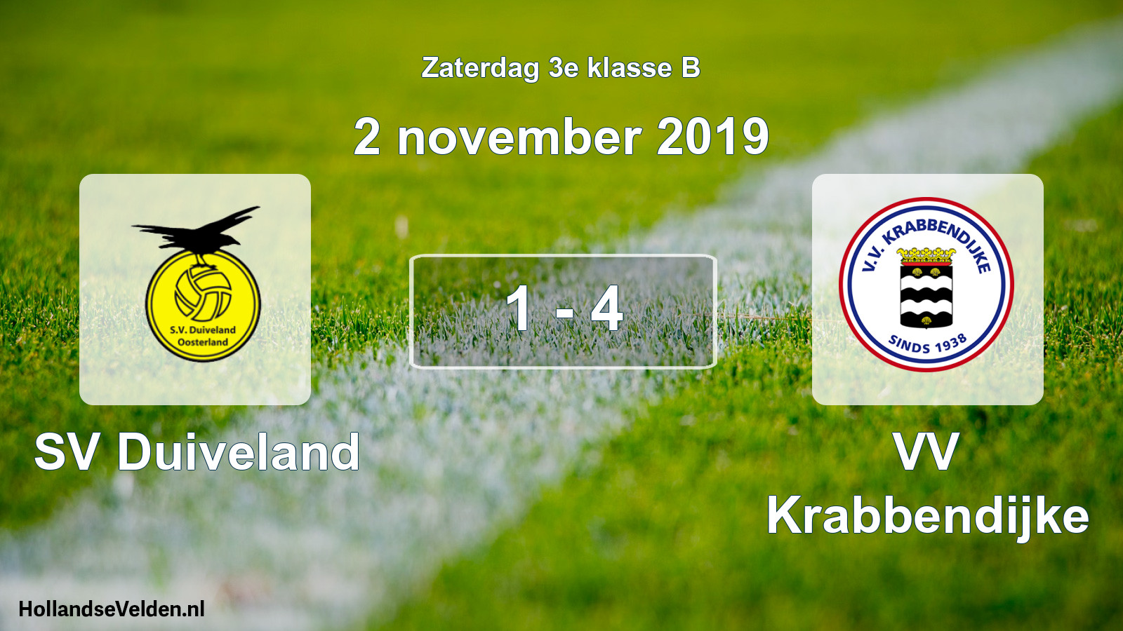 Total number of matches played: SV Duiveland - VV Krabbendijke 1 - 4 (2 November 2019)