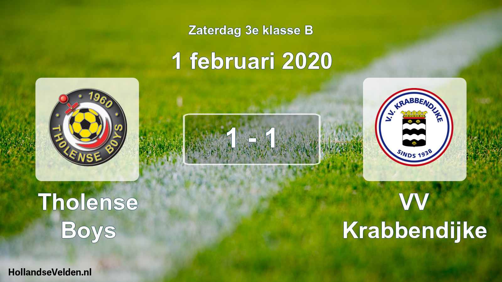 Total number of matches played: Tholense Boys - VV Krabbendijke 1 - 1 (1 February 2020)