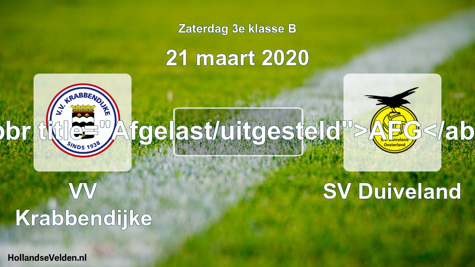 Scheduled Match: VV Krabbendijke - SV Duiveland (21 March 2020)