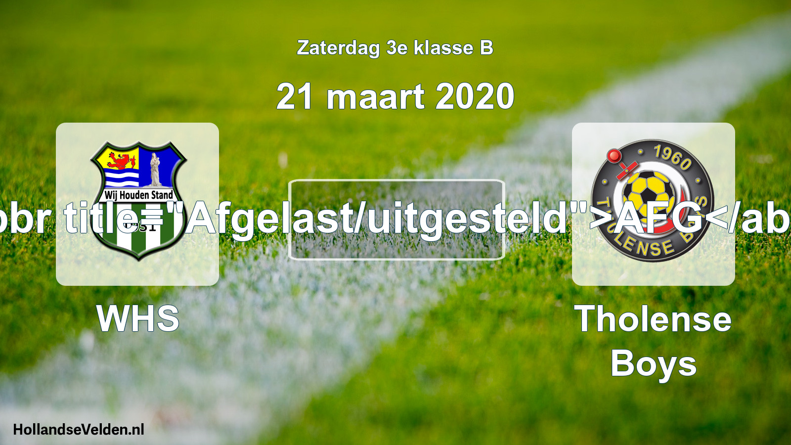 Scheduled Match: WHS - Tholense Boys (21 March 2020)
