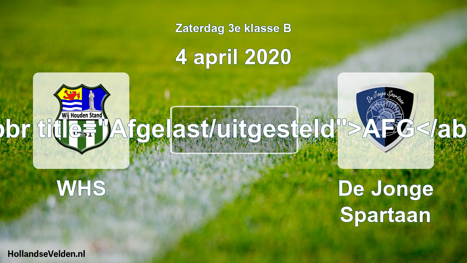 Scheduled Match: WHS - De Jonge Spartaan (4 April 2020)