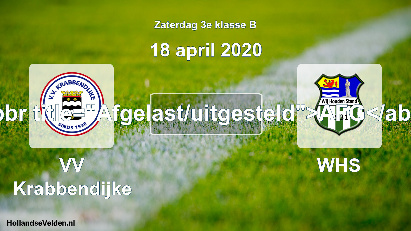 Scheduled Match: VV Krabbendijke - WHS (18 April 2020)