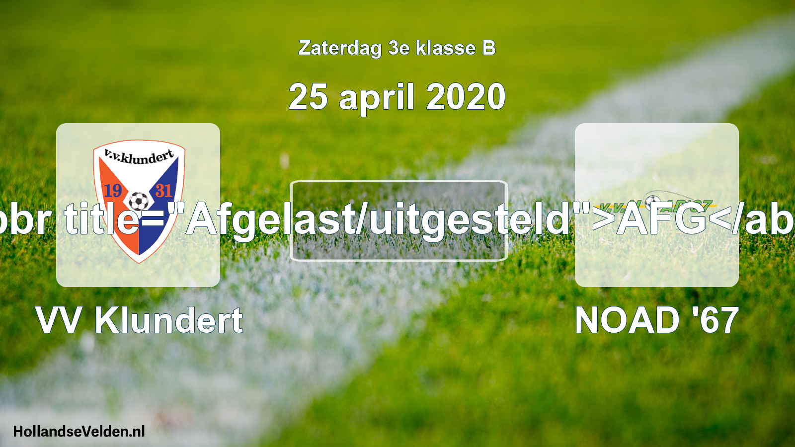 Scheduled Match: VV Klundert - NOAD '67 (25 April 2020)