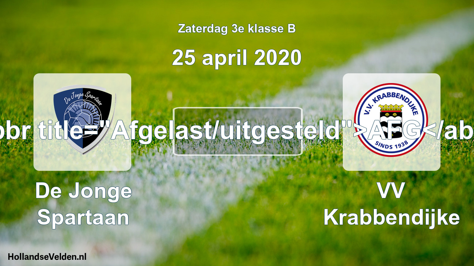 Scheduled Match: De Jonge Spartaan - VV Krabbendijke (25 April 2020)