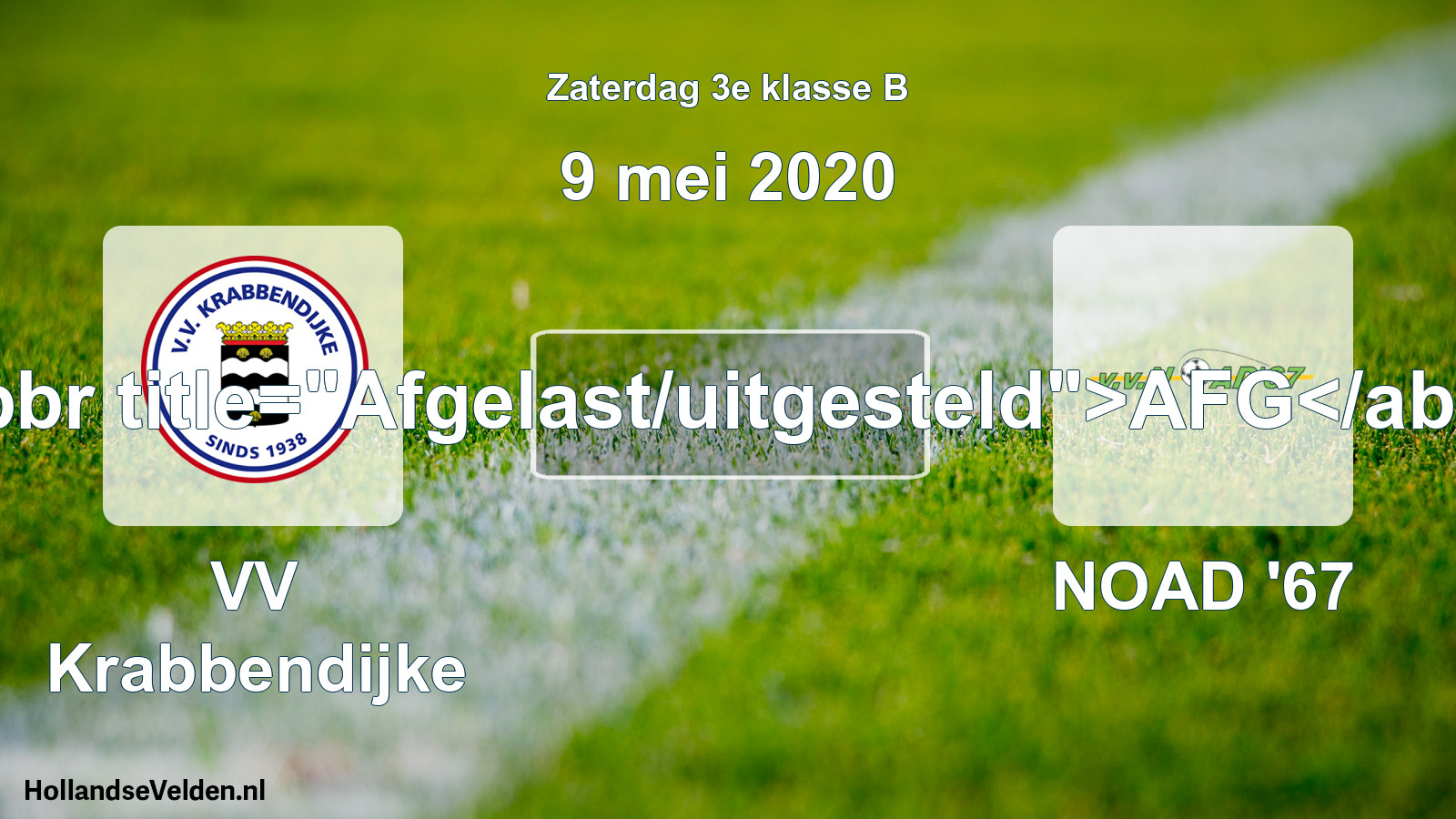 Scheduled Match: VV Krabbendijke - NOAD '67 (9 May 2020)