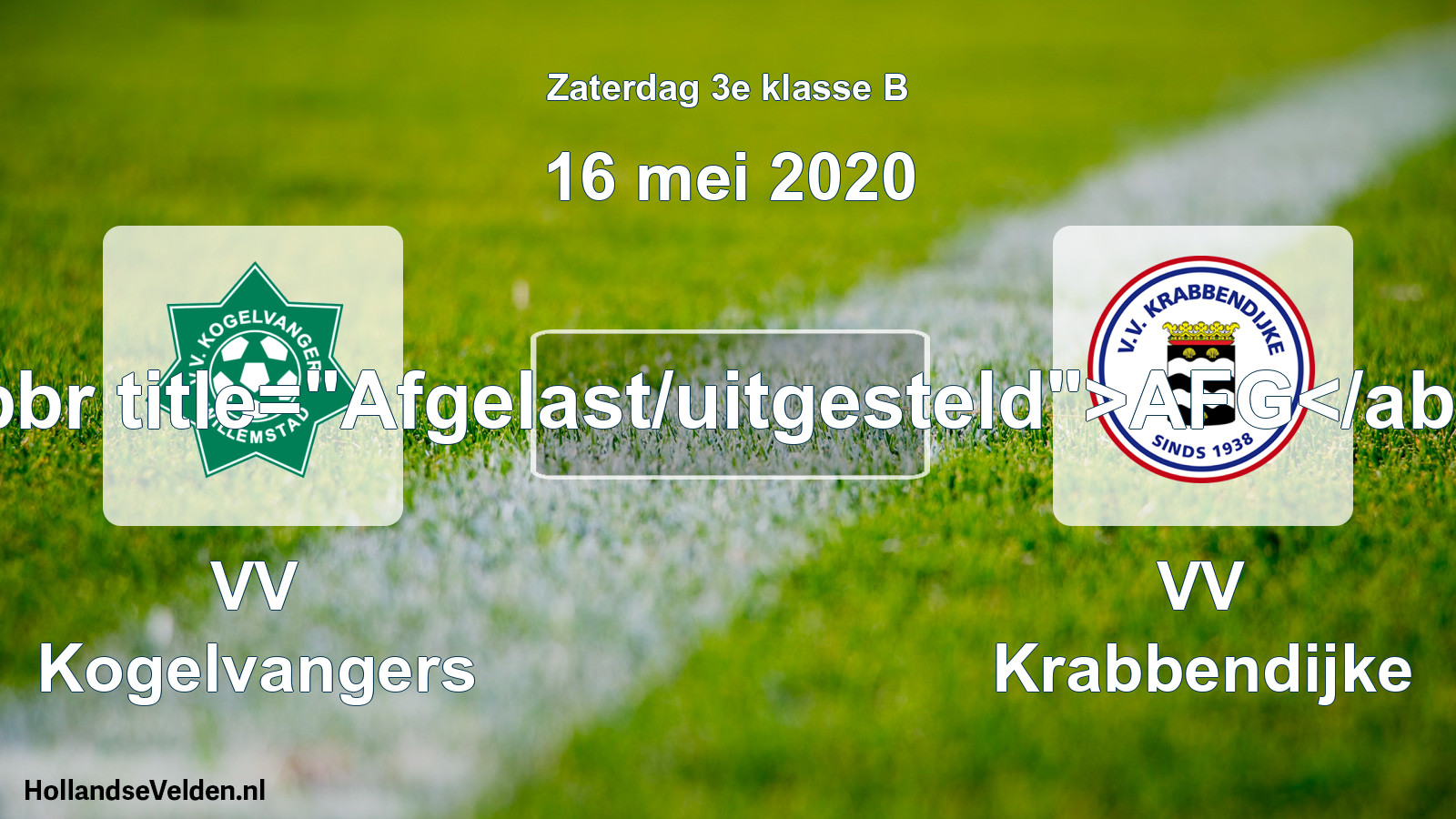 Scheduled Match: VV Kogelvangers - VV Krabbendijke (16 May 2020)