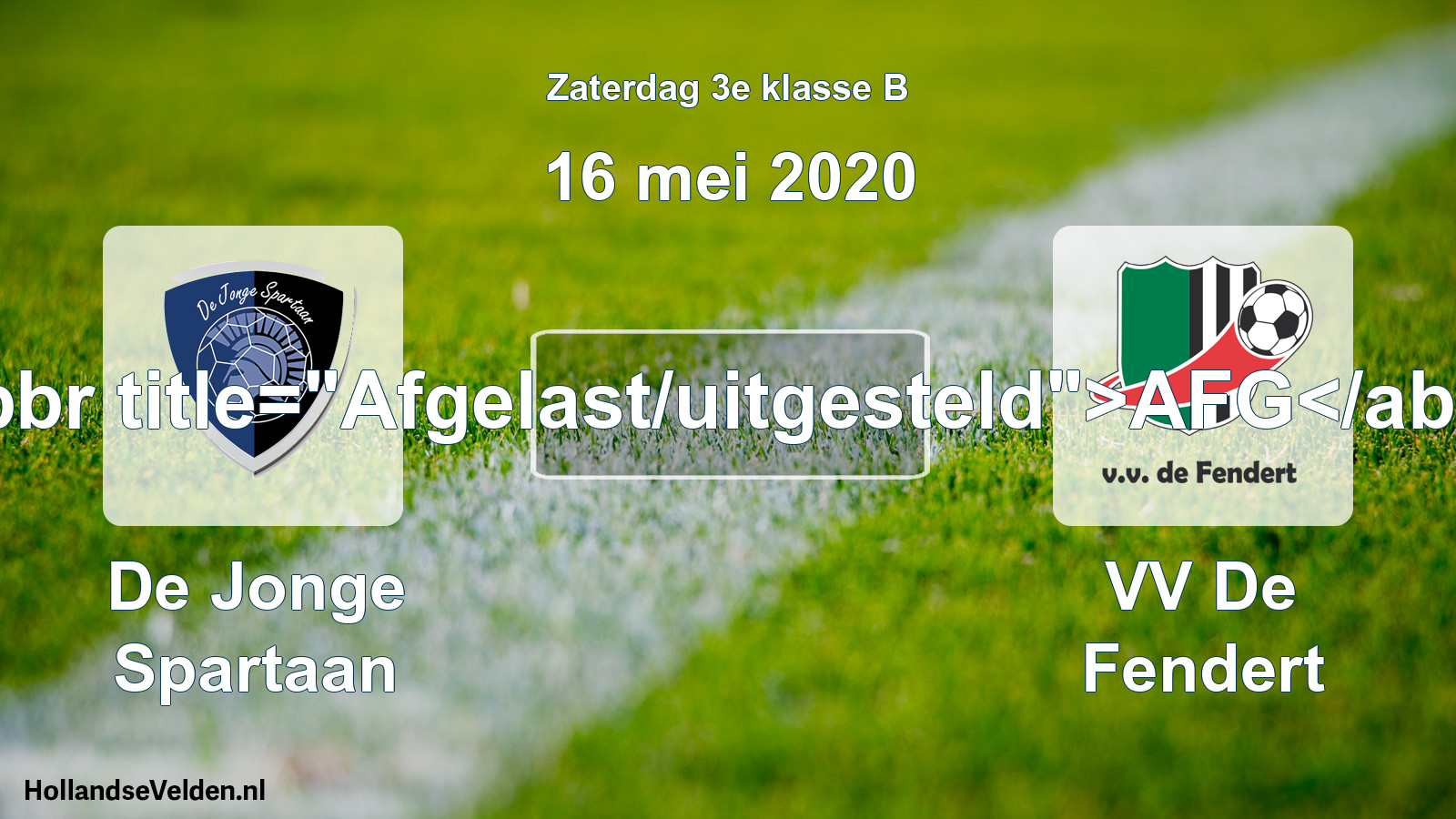 Scheduled Match: De Jonge Spartaan - VV De Fendert (16 May 2020)