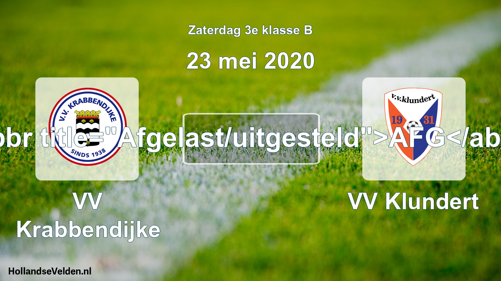 Scheduled Match: VV Krabbendijke - VV Klundert (23 May 2020)