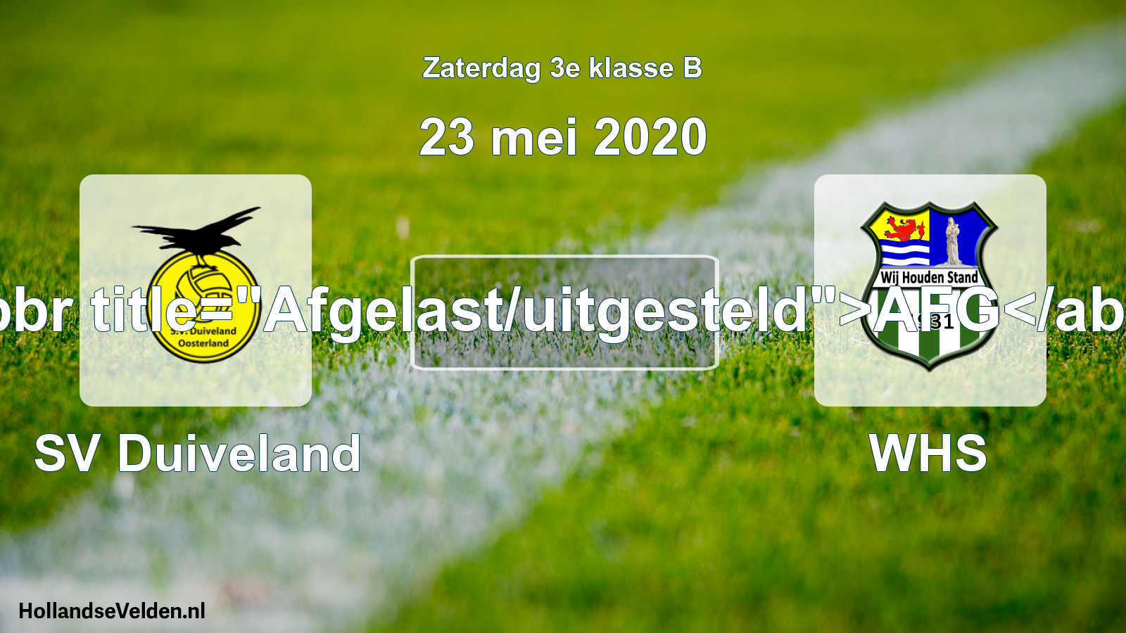 Scheduled Match: SV Duiveland - WHS (23 May 2020)