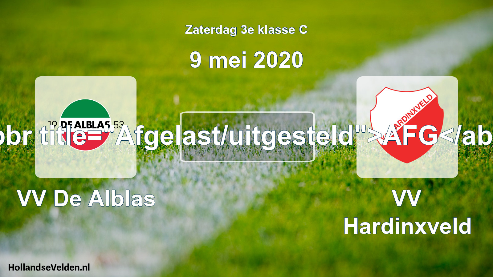 Scheduled Match: VV De Alblas - VV Hardinxveld (9 May 2020)