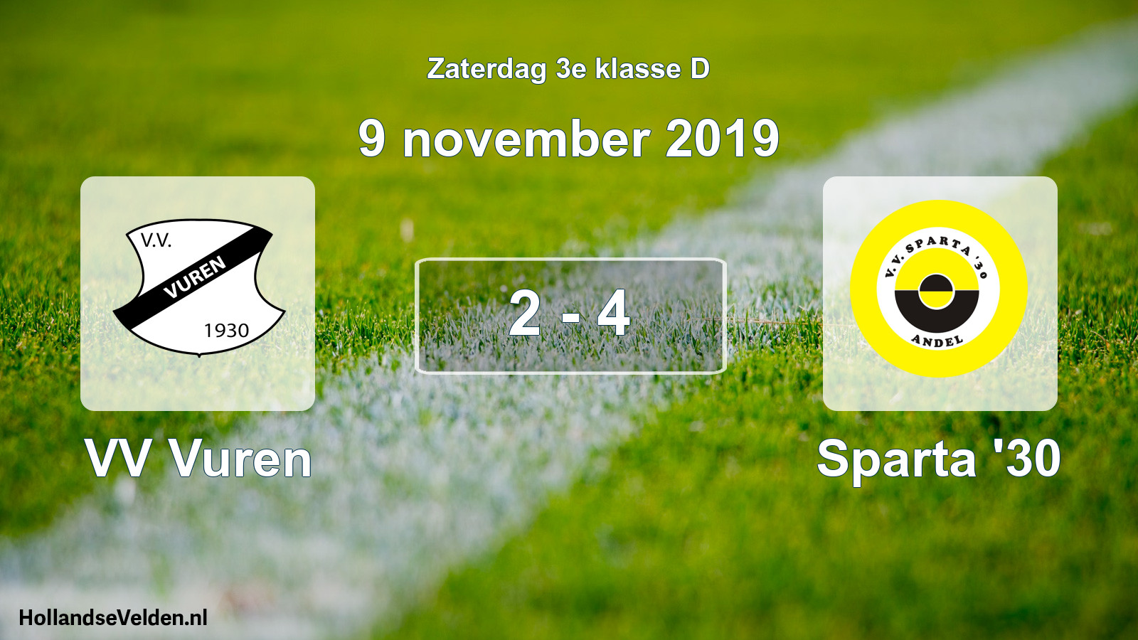 Total number of matches played: VV Vuren - Sparta '30 2 - 4 (9 November 2019)