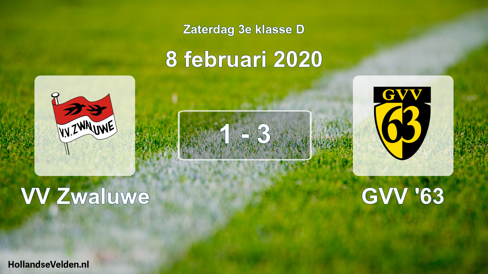 Total number of matches played: VV Zwaluwe - GVV '63 1 - 3 (8 February 2020)