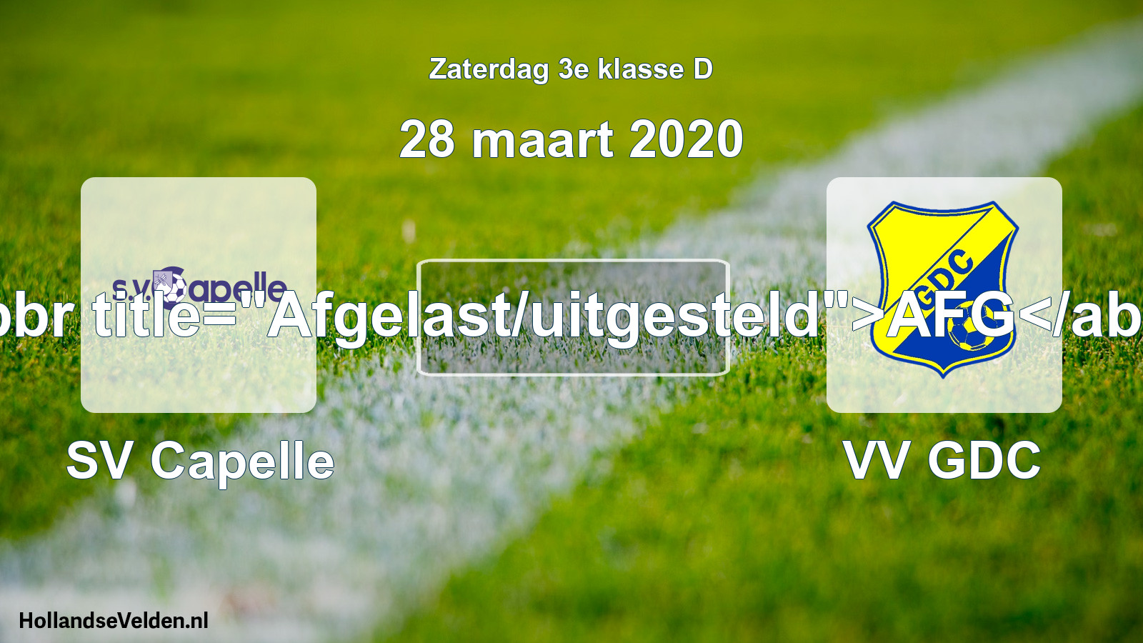 Scheduled Match: SV Capelle - VV GDC (28 March 2020)