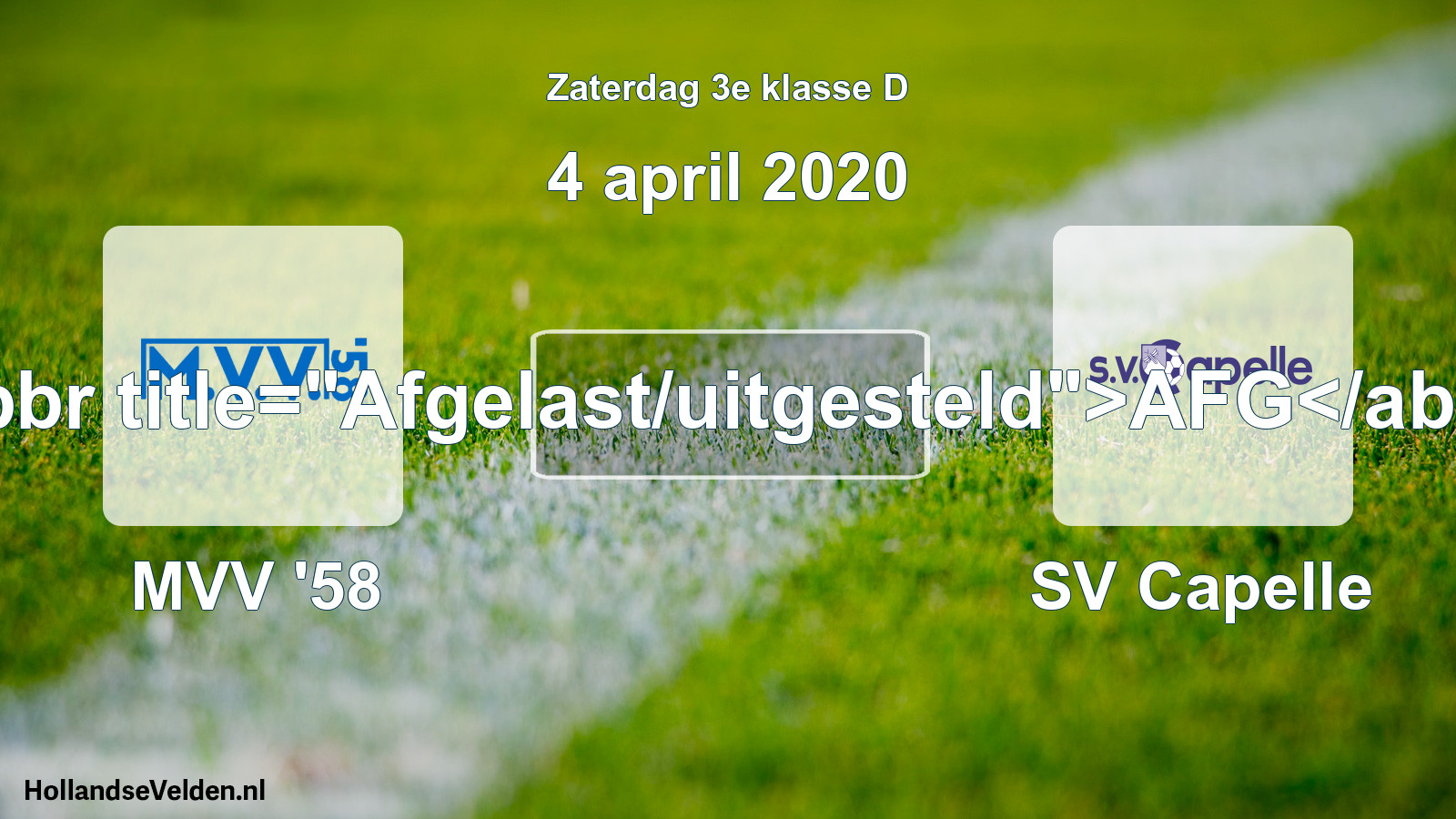 Scheduled Match: MVV '58 - SV Capelle (4 April 2020)