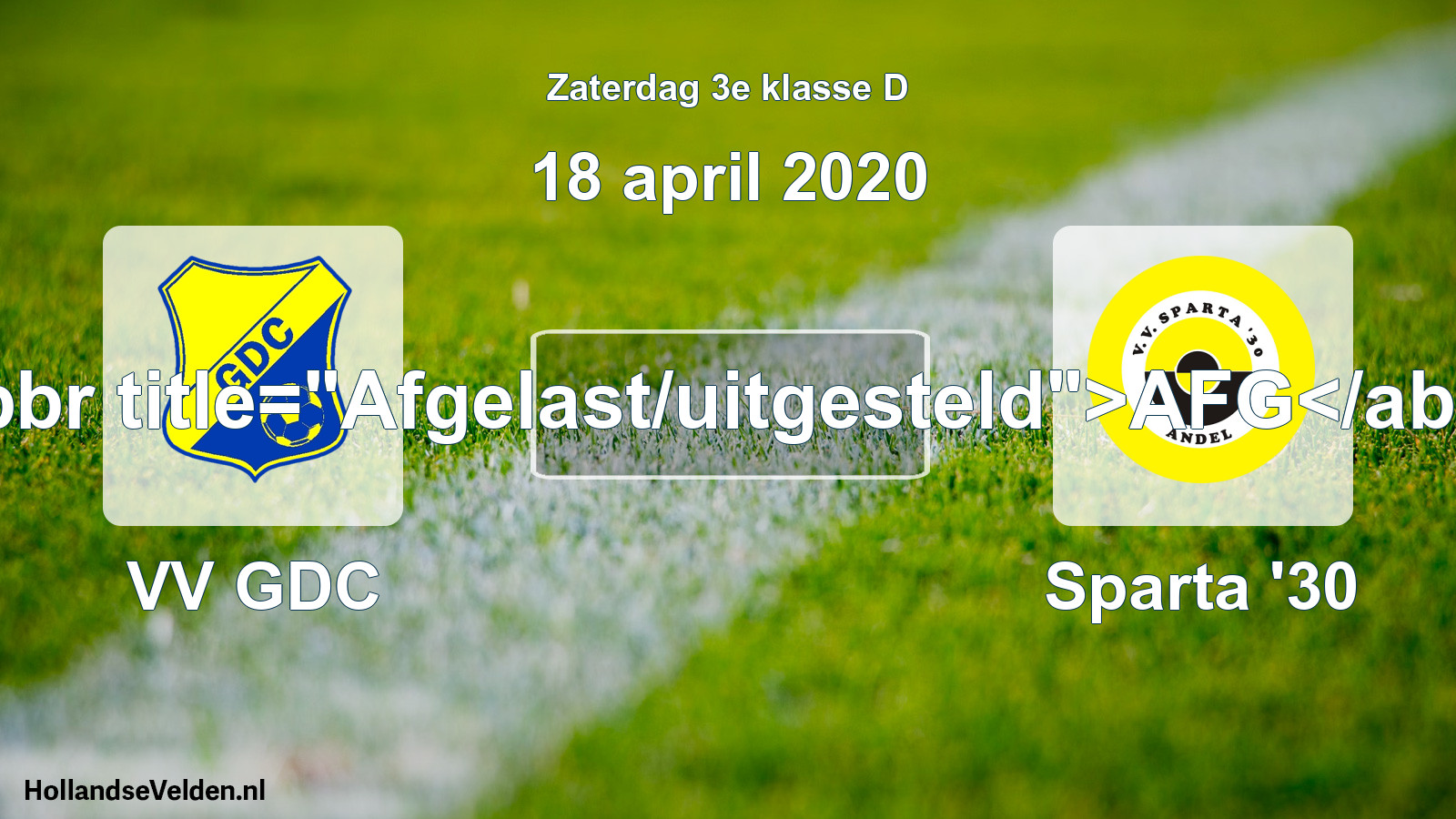 Scheduled Match: VV GDC - Sparta '30 (18 April 2020)
