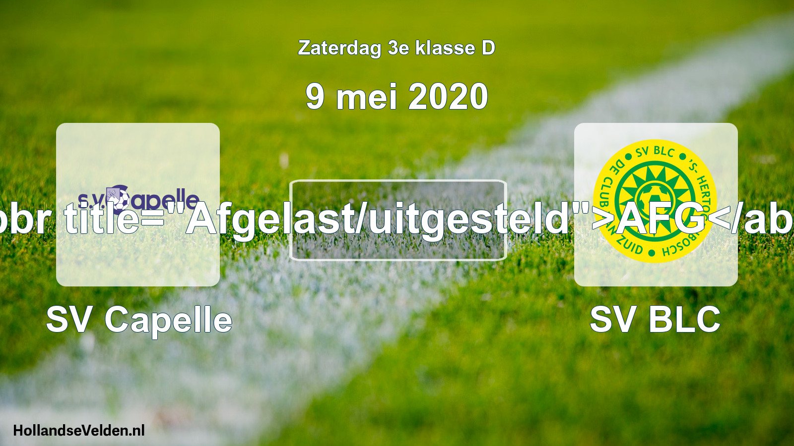 Scheduled Match: SV Capelle - SV BLC (9 May 2020)
