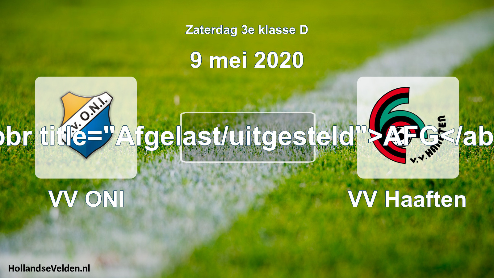 Scheduled Match: VV ONI - VV Haaften (9 May 2020)