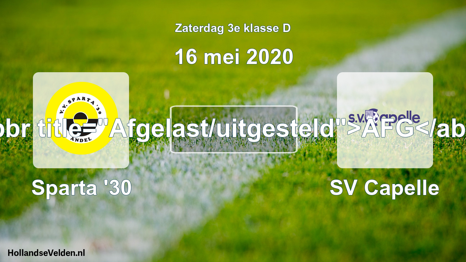 Scheduled Match: Sparta '30 - SV Capelle (16 May 2020)